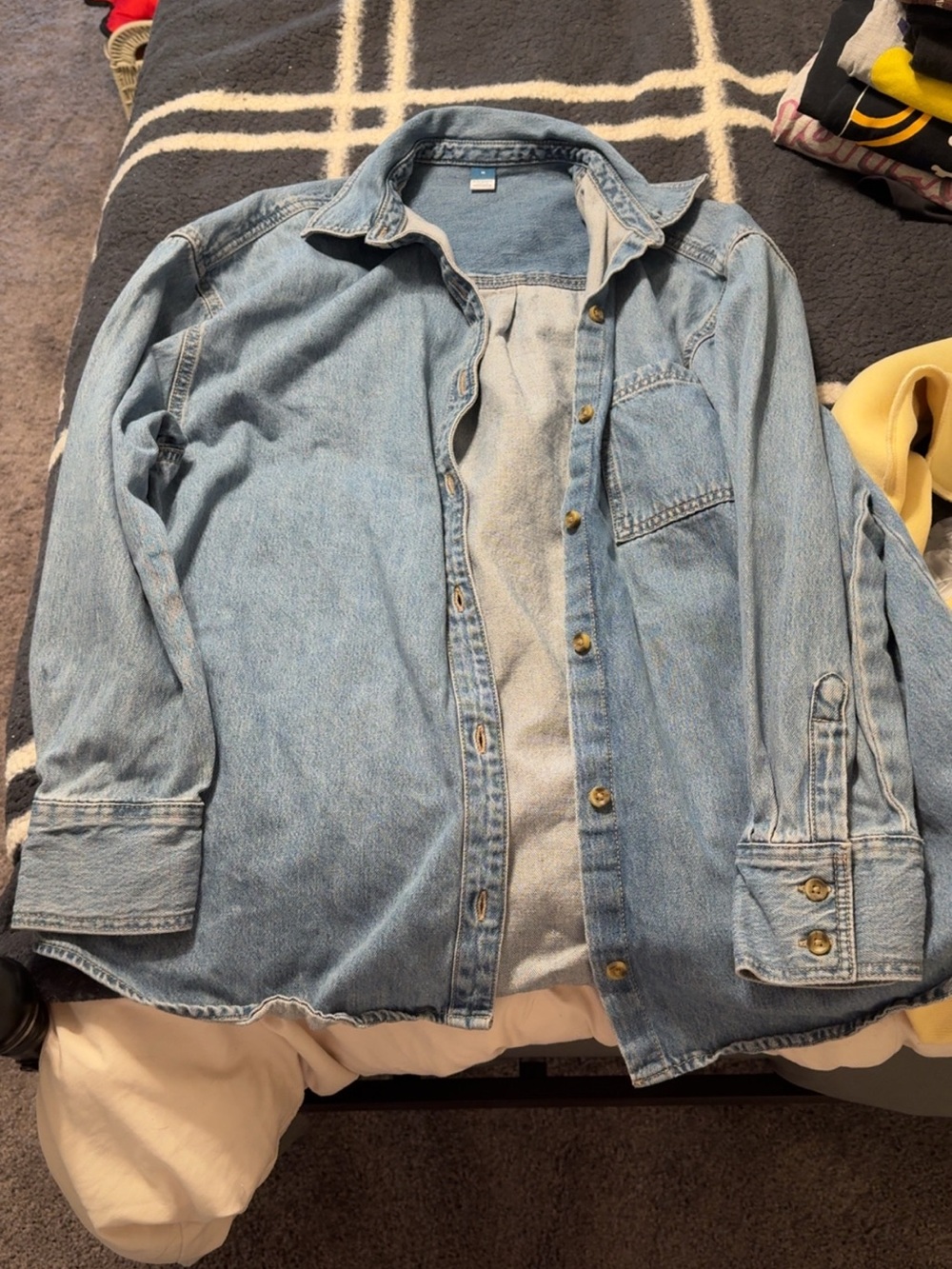 Old navy light wash Denim oversized boyfriend Button-Up Shirt